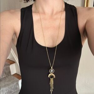 Boho Gold & Stone Pendant Necklace